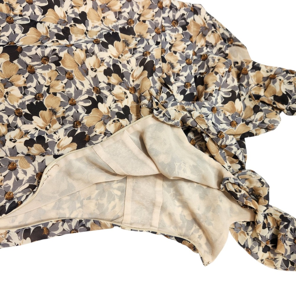 VTG Ann Taylor Loft Size 4 Fall Midi Dress Floral Ruffle Bloomcore Romantic Y2K - Picture 8 of 11